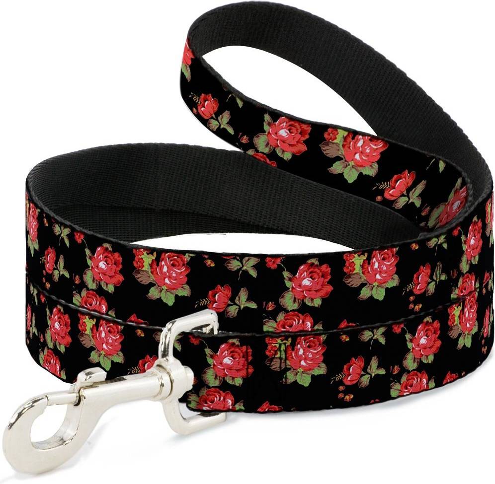 Red roses Buckle-Down Leash Red Roses Scattered