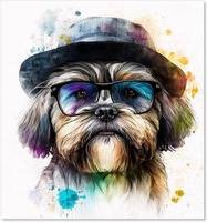 Warren Reed Lhasa Apso Dog With Splash Guard
