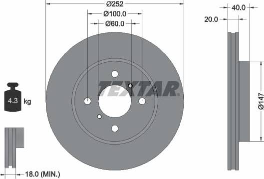 Textar Brake Disc PRO 92292903