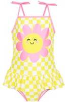 Character Yellow Pattern Checker Board Flower Swimsuit
