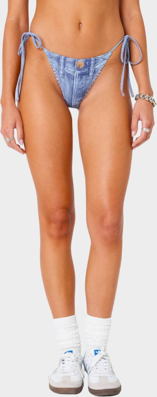 String bikini bottoms Edikted Denim String Bikini Bottom