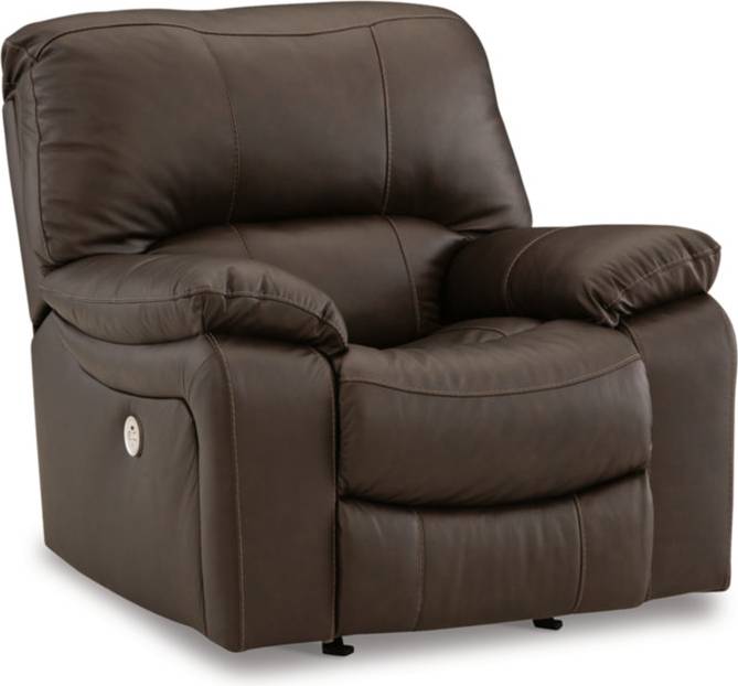 Leather Match Power Rocker Standard Recliner Brown