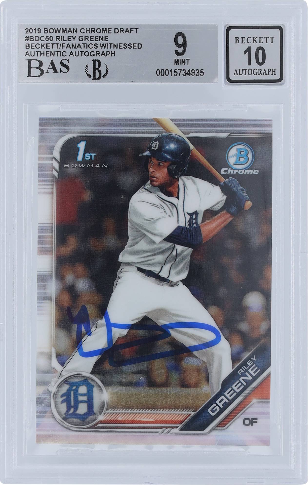 Bowman Riley Greene Detroit Tigers Autographed Rookie Card