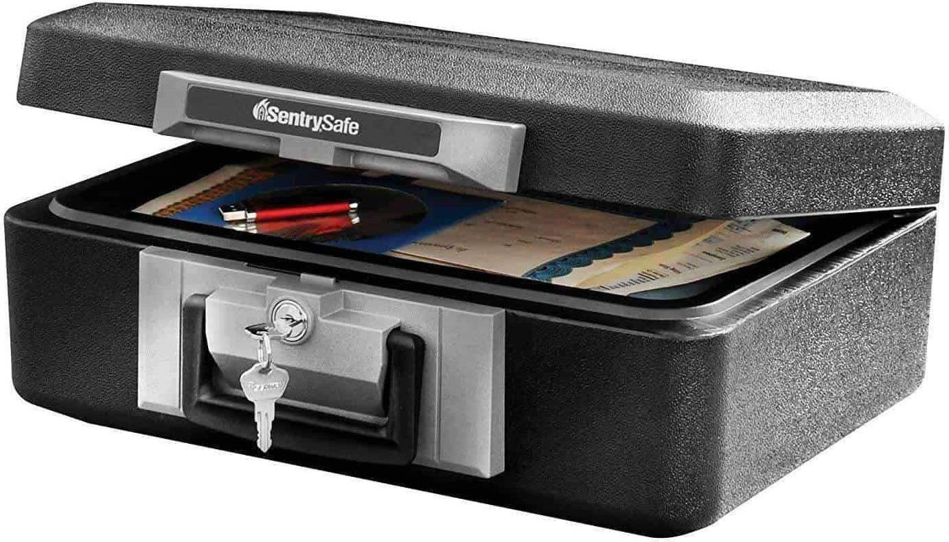 Small safe box Sentrysafe Small Fire Resistant Chest with Key Lock