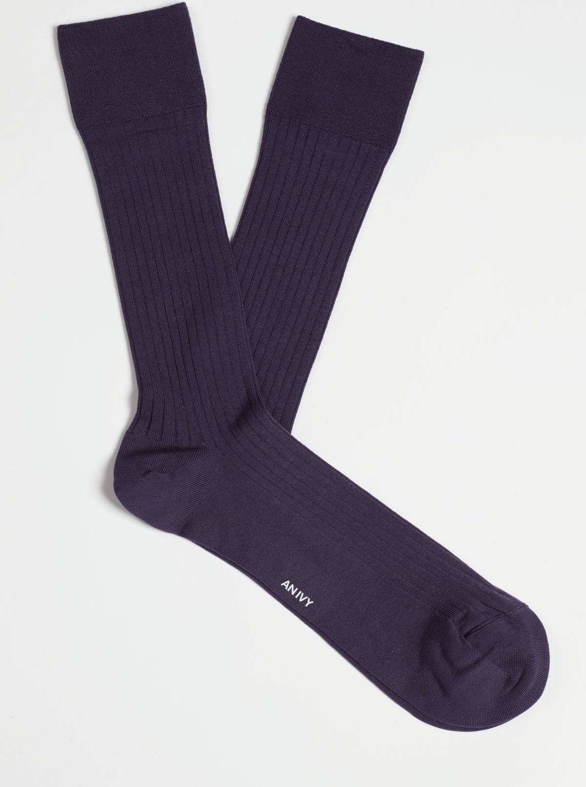 An Ivy Purple Ribbed Socks Str: 39-42