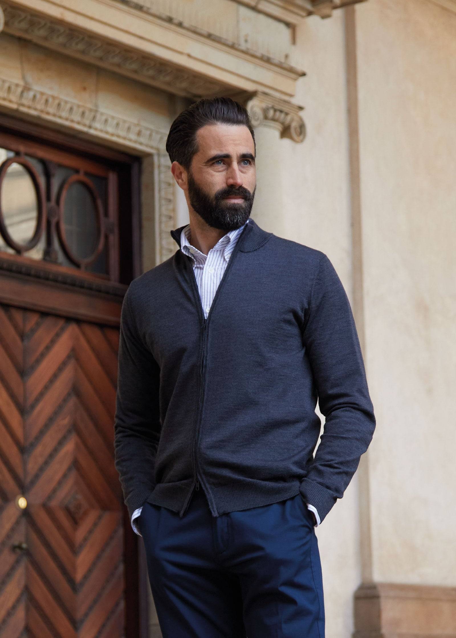 Merino Full Zip, Graphite