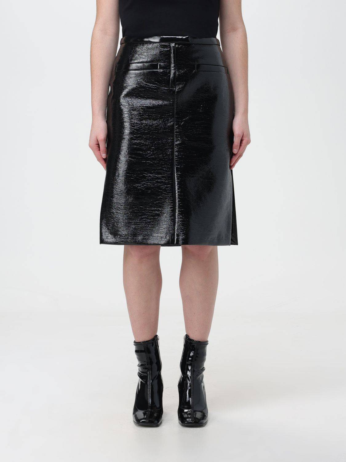 Courreges Low-Rise Midi Nederdel Bomuld - Sort