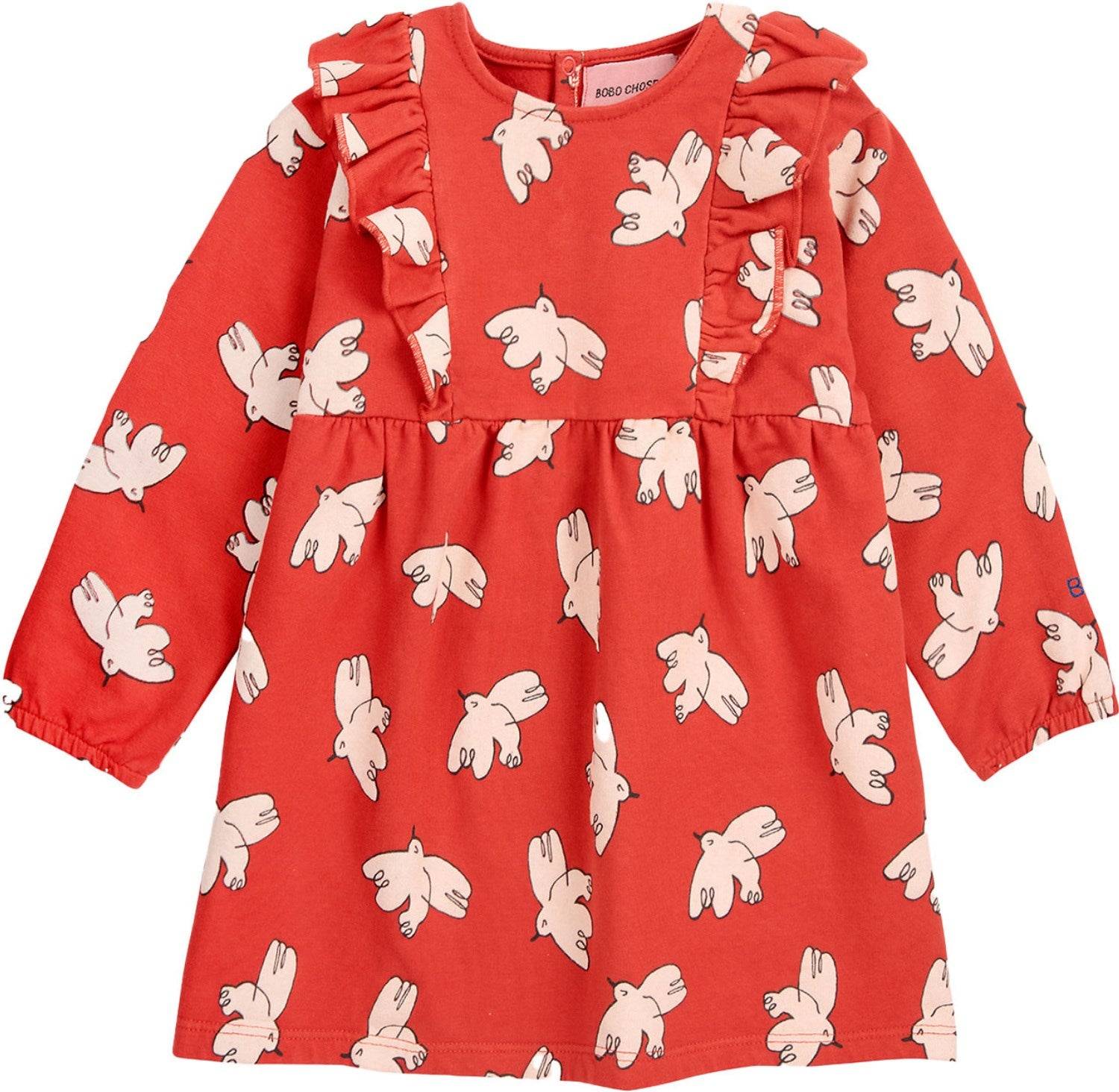 Red Freedom Bird All Över Ruffle Dress mdr