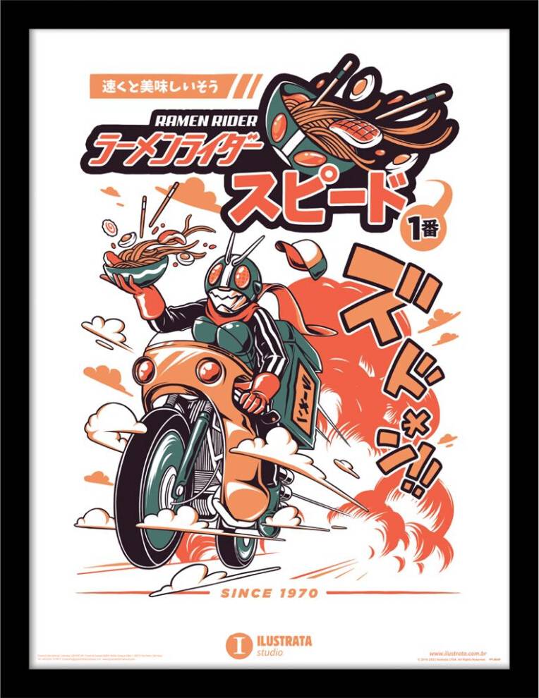 Ramen Pyramid Ramen Rider Collector Print Inramad Arte enmarcado