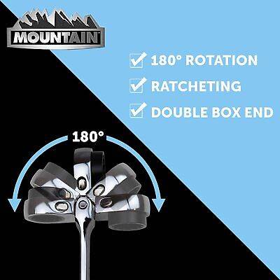 Mountain 5-Piece Metric Double Box End Ratcheting Spanner Set