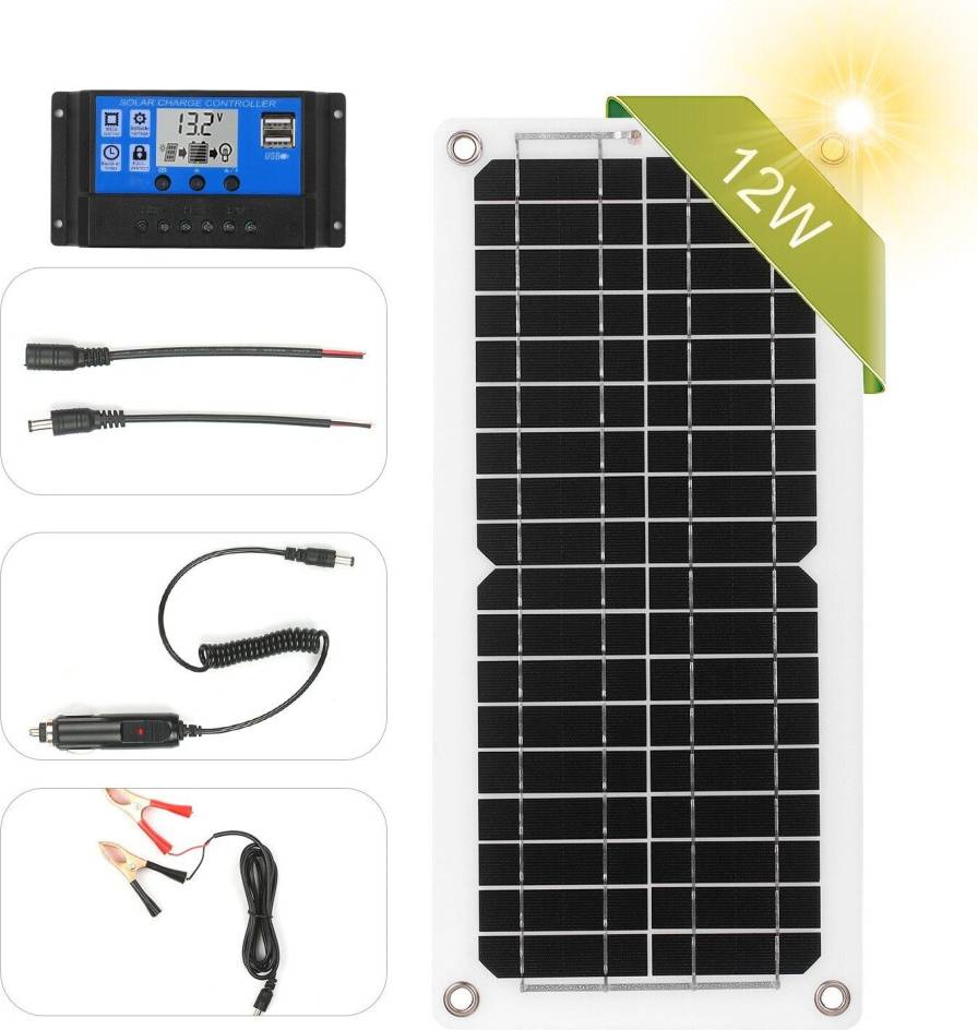 Greenzech Panel Controller 12W 12V Solar Panel Kit USB Port Off Grid Monocrystalline Module