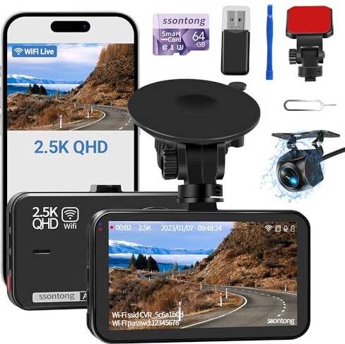 Dash Cam Front and Rear, Dashcam WiFi/APP Control