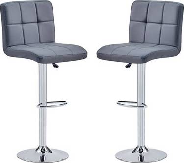 Furniture In Fashion In Fashion Coco Grey Chrome Base In Seating Stool 2pcs