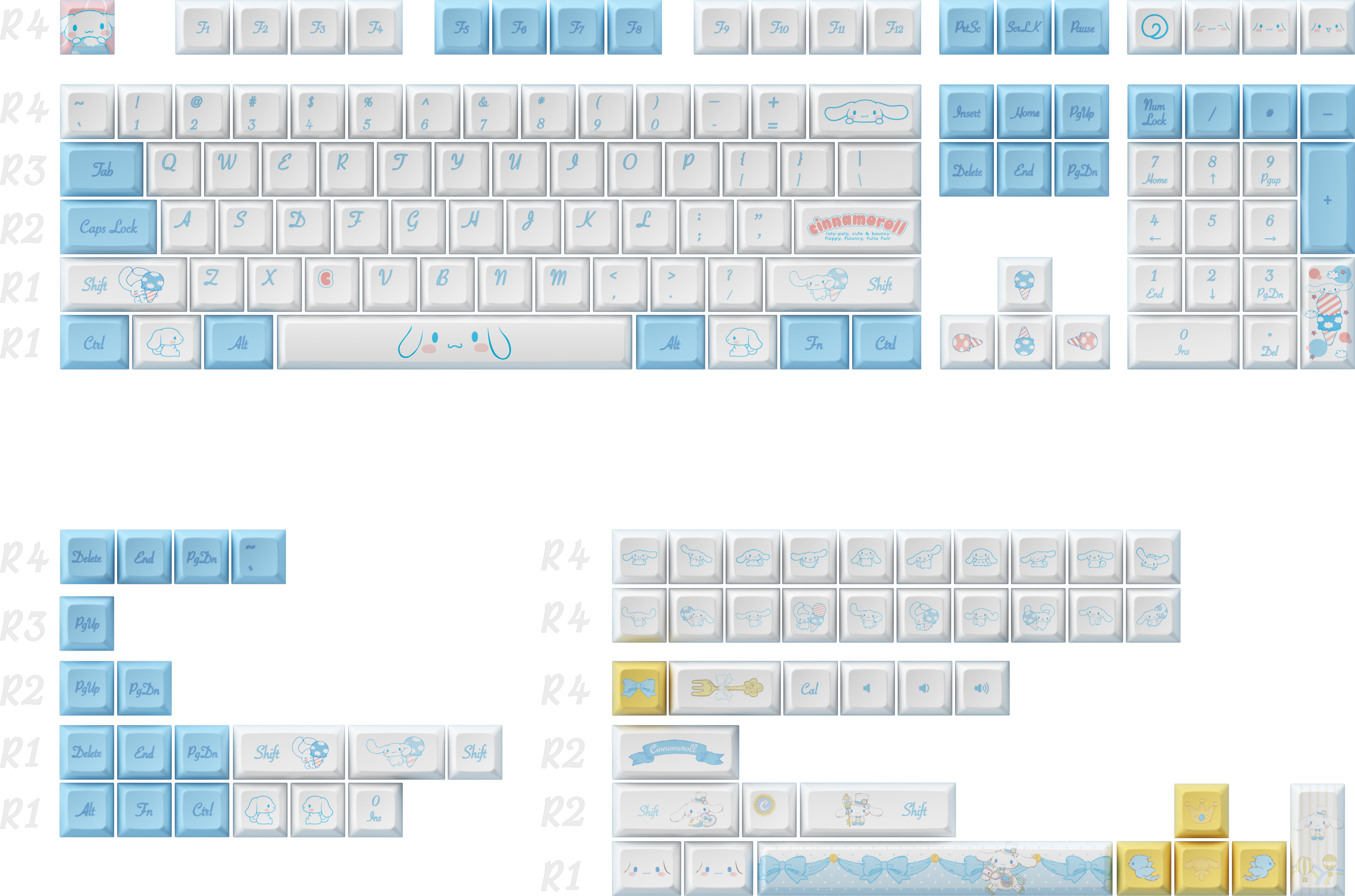 Cinnamoroll Akko Cinnamoroll Keycap Set 165-Key