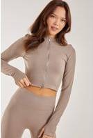 Active Rib Double Zip Top Stone
