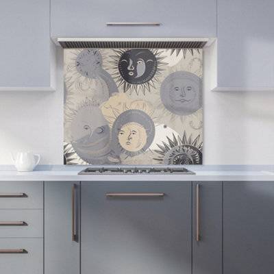 Warren Reed Black Abstract Moon Sun Kitchen Splash Guard