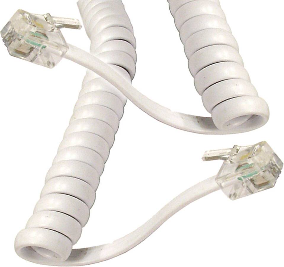 Telephone Handset Coiled RJ10 Plug to RJ10 Plug Lead White 3m