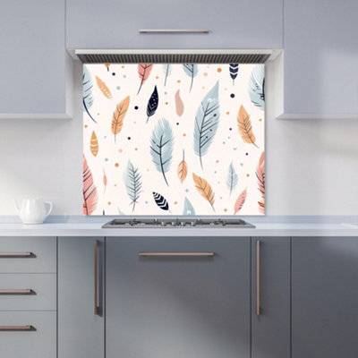 Warren Reed Pastel Feather Pattern Kitchen Splash Guard