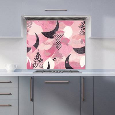 Warren Reed Abstract Pink Moon Pattern Kitchen Splash Guard