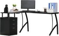 Corner computer desk with storage Homcom L-Shaped Computer Office Corner Workstation Writing Desk