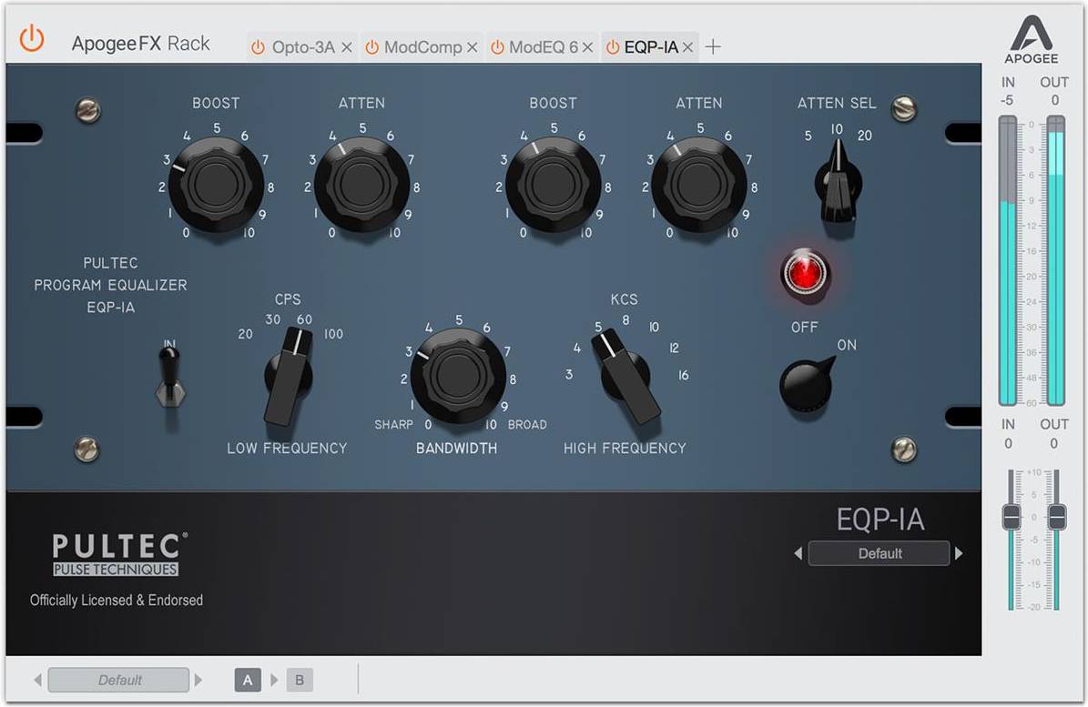 Apogee Electronics EQP-1A, FX Rack Pultec Program Plug-In, Version 1, Download