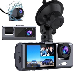 Dash cam with rear camera KEHIPI 3 Channel Dash Cam Front Rear