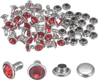 Uxcell 100pcs Crystal Rhinestone Rivets 6mm Red 100pcs