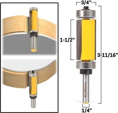 Yonico Pattern Bit Flush Trim Top and Bottom Bearing Router Bits