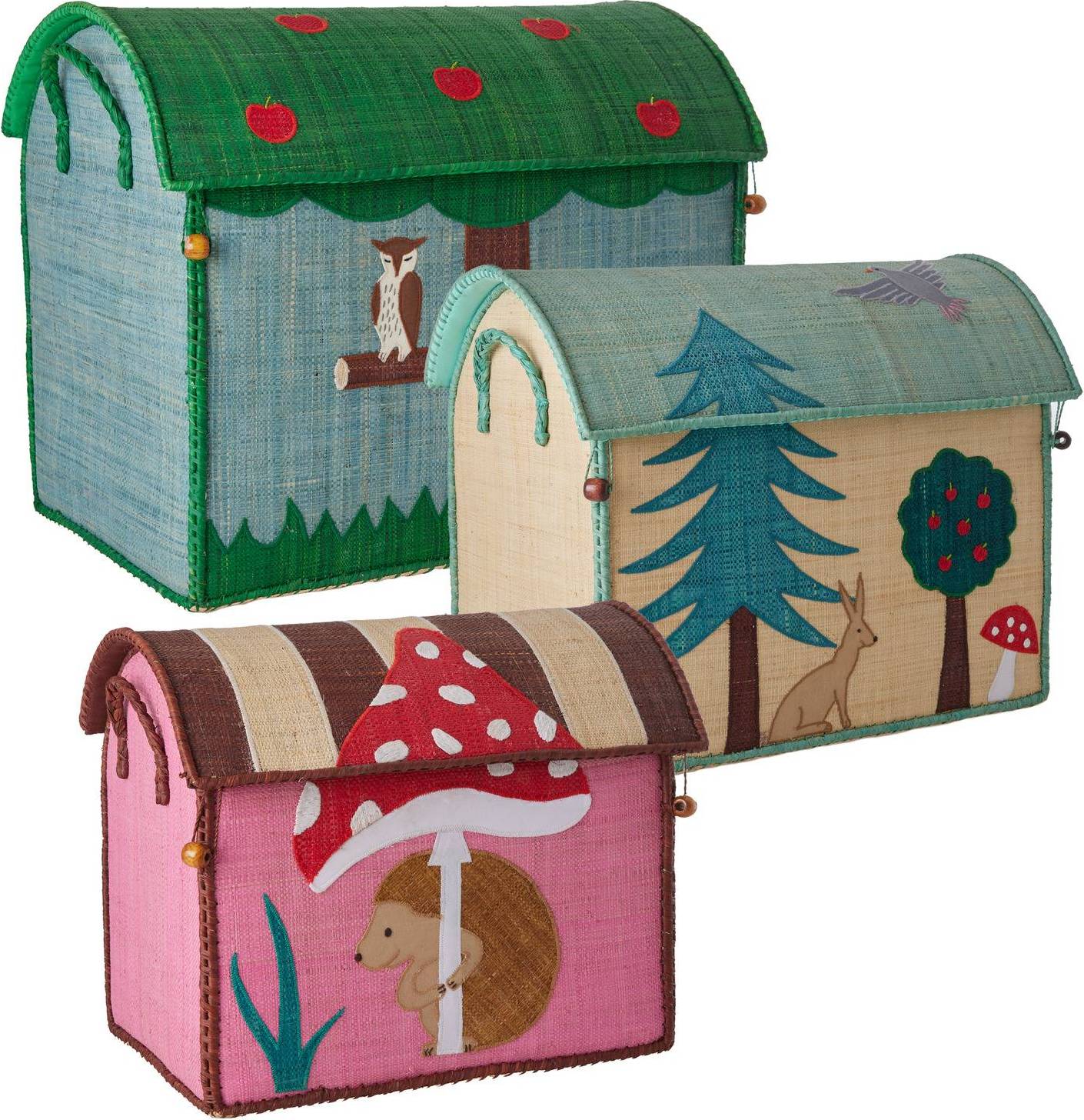 Case Di Stoccaggio In Rafia Happy Forest 3 Pz