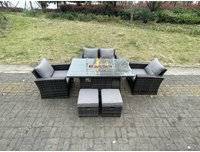 Patio set with fire pit Fimous Rattan Fire Pit Love Patio Dining Set
