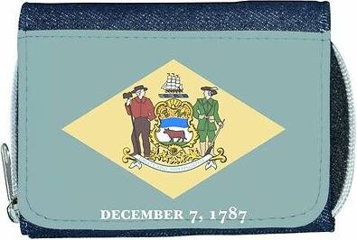 TeeTreeDesigns Delaware flag denim wallet