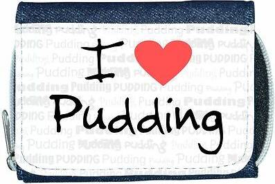 TeeTreeDesigns I love heart pudding denim wallet