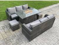 Patio set with fire pit Fimous Rattan Fire Pit Patio Dining Set