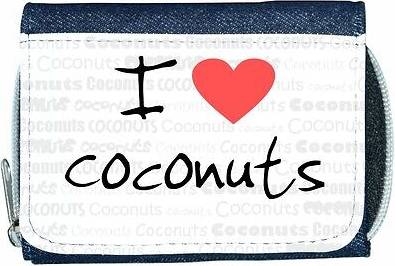 TeeTreeDesigns I love heart coconuts denim wallet