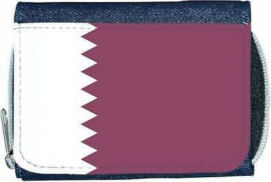 TeeTreeDesigns Qatar flag denim wallet