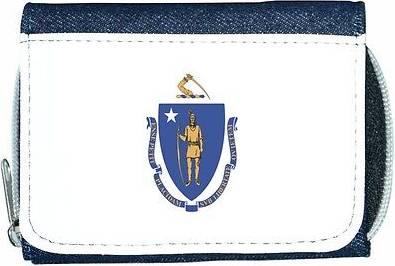 TeeTreeDesigns Massachusetts flag denim wallet
