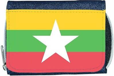 TeeTreeDesigns Myanmar flag denim wallet
