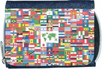 TeeTreeDesigns World flag denim wallet