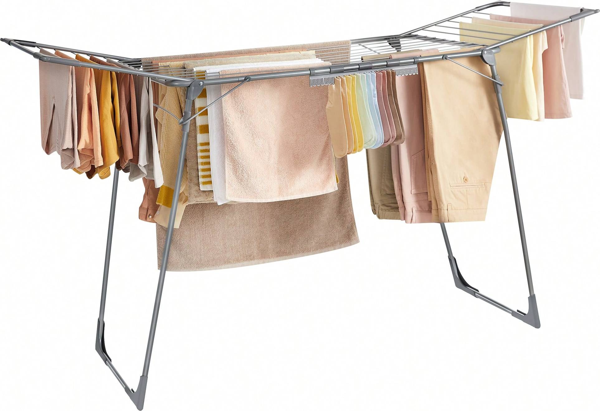 Drying racks for laundry Shein SONGMICS Clothes Drying Rack Foldable Gullwing Laundry Drying Rack SpaceSaving X X Inches Sock Clips Metal Structure For Clothes Towels Linens Indo