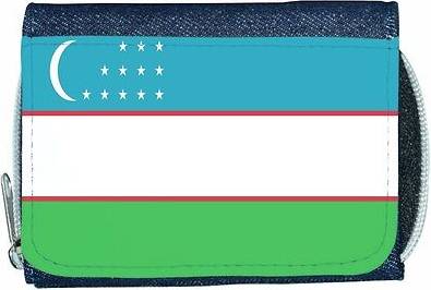 TeeTreeDesigns Uzbekistan flag denim wallet