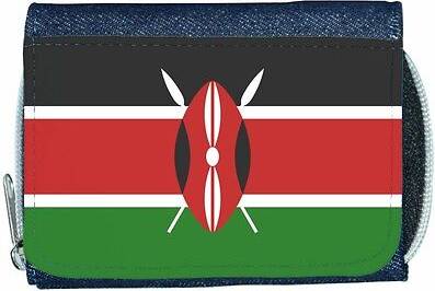 TeeTreeDesigns Kenya flag denim wallet