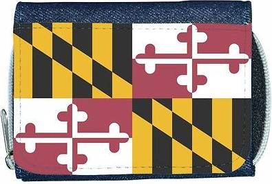TeeTreeDesigns Maryland flag denim wallet