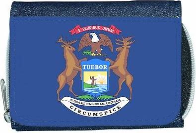 TeeTreeDesigns Michigan flag denim wallet