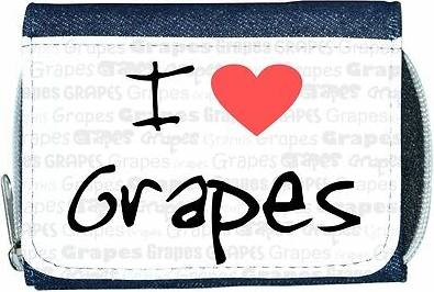 TeeTreeDesigns I love heart grapes denim wallet
