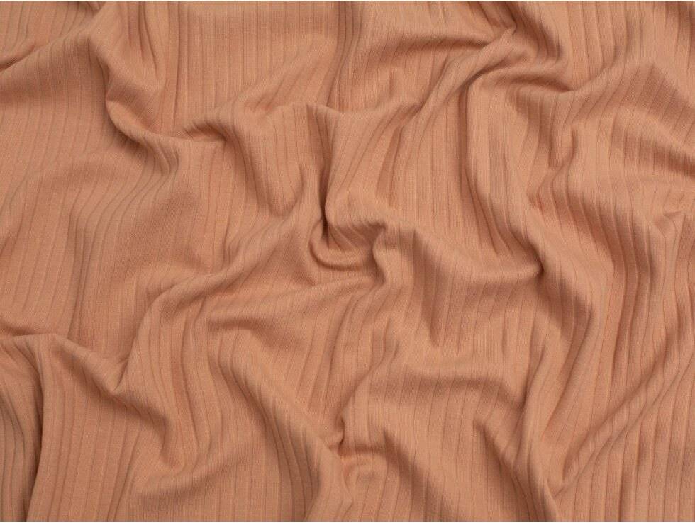 Minerva Rust Core Rib Stretch Fabrics Brown, Orange