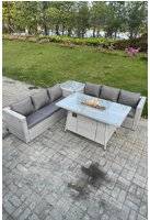 Patio set with fire pit Fimous Pe Rattan Fire Pit Outdoor Lounge Set