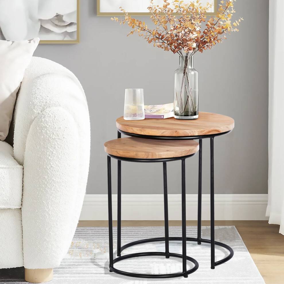 Light oak nest of tables Home Source Elkart 2 Nesting Table