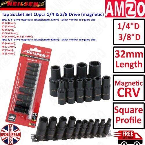 Neilsen Tap Socket Bit Set - 1/4" & 3/8" Drive Socket Bit