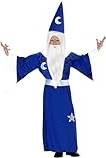 Widmann Wizard Robe With Collar Belt Hat - Blue