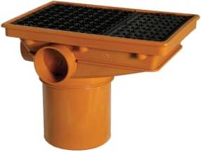 110mm Terracotta Rectangular Drain Inlet Hopper Terracotta and black